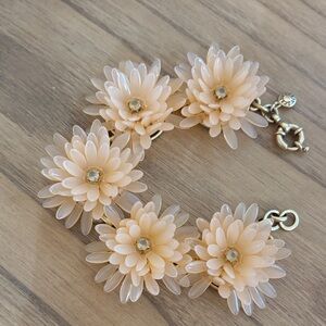 J. Crew Cream Floral Bracelet with Gold Details